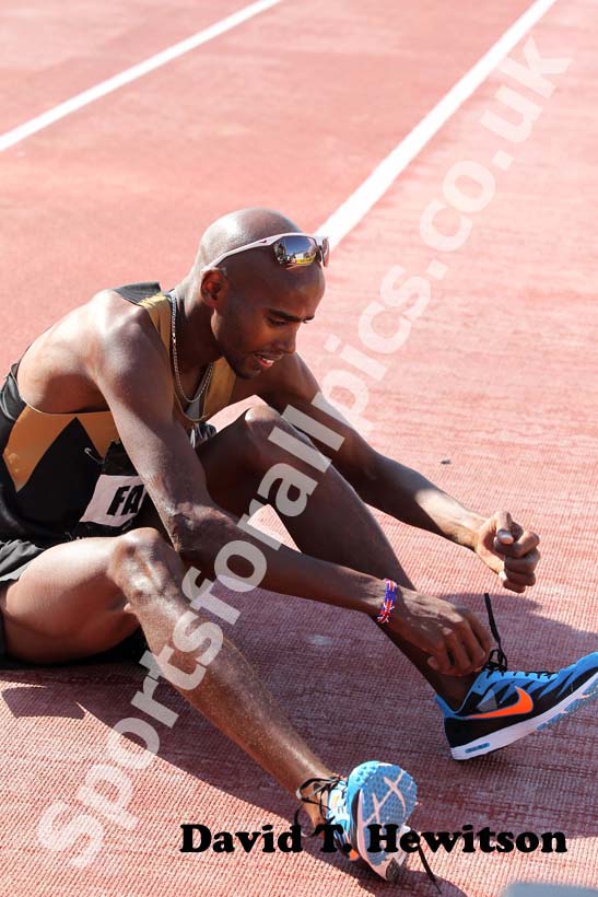 Mo Farah after winning the 2 miles at the 2012 BUPA Great North CityGames.